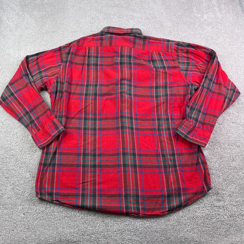 Vintage Sears Shirt Mens XL Red Plaid Flannel Lightweight Button Up Outdoors - Picture 6 of 11